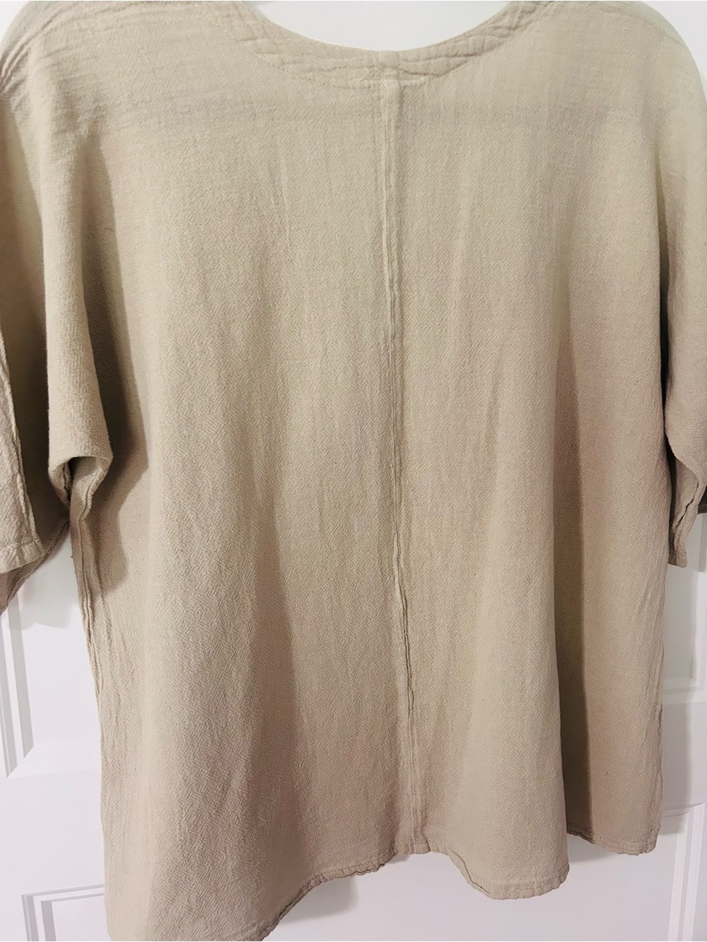 Oh My Gauze Beige Cotton Gauze Tunic Top Size 1 Oversized Boho Coastal Lagenlook - Picture 4 of 6